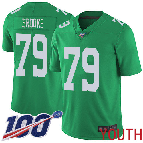 Youth Philadelphia Eagles #79 Brandon Brooks Limited Green Rush Vapor Untouchable NFL Jersey 100th Season->youth nfl jersey->Youth Jersey